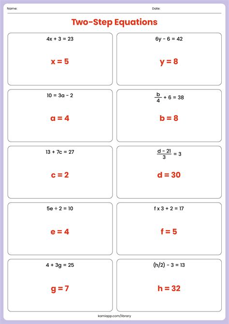 2 Step Equations With Answers PDF