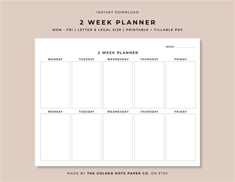 2 Week Planner Printable