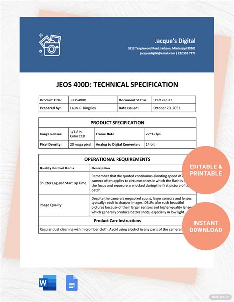 2.1. Technical Specs