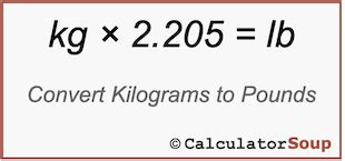 2.20462: Converting Kilograms into Pounds