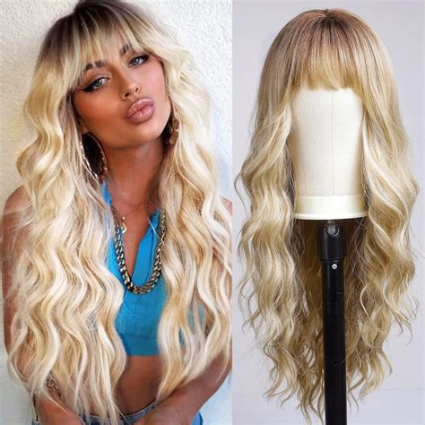 20" Blonde Long Wavy Full Lace Wigs Ombre Wigs