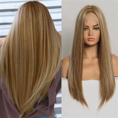 20" Brown Straight Skin Top Synthetic Wigs