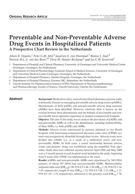 20% of hospitalized patients experience a preventable adverse event