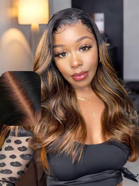 20 Inches Lace Front Wave Glueless Lace Wig With Highlights Pre-Plucked