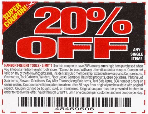 20 Off Harbor Freight Coupon Printable