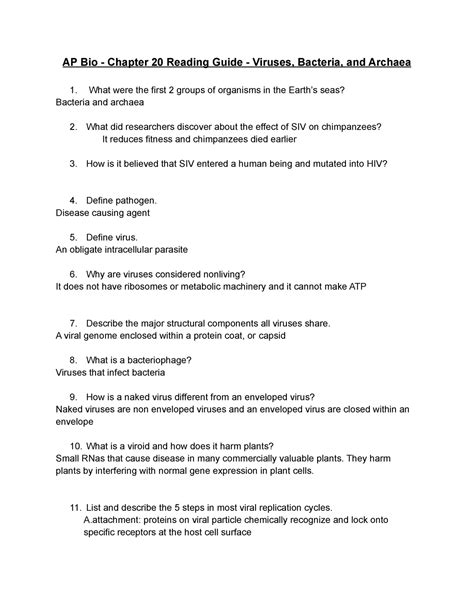 20 ap bio study guide answers PDF