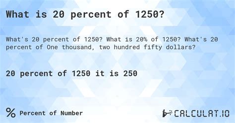 20 percent of 1250
