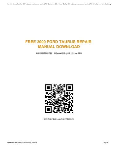 2000 Ford Taurus Repair Manual Free Download  Ebook Doc