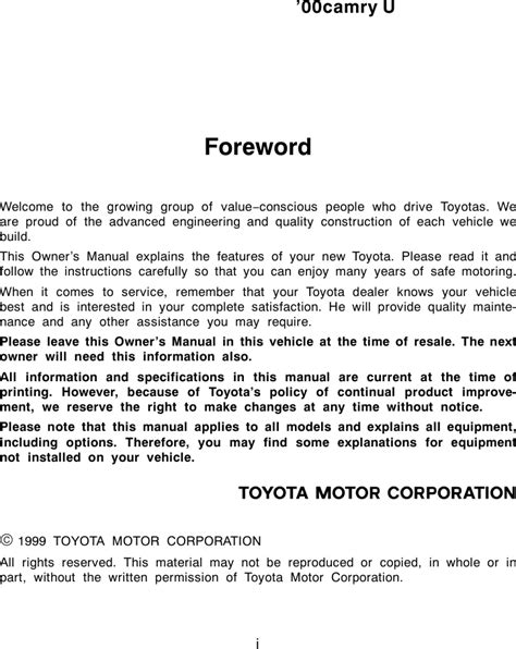 2000 camry repair manual free Epub