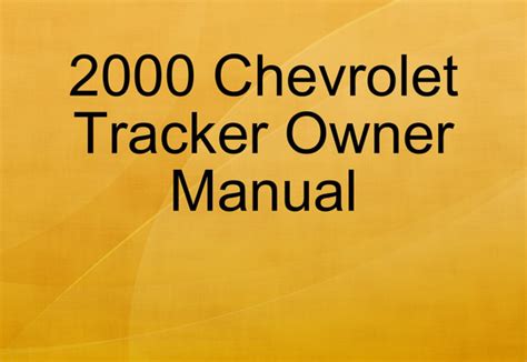 2000 chevy tracker manual PDF