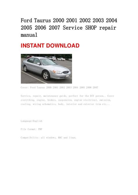 2000 ford taurus repair manual free download Doc