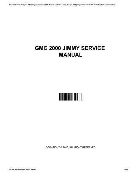 2000 jimmy service manual PDF