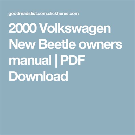 2000 vw beetle owners manual free download Reader