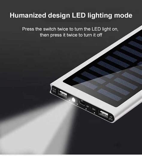 20000mAh External Aluminum Flashlight Tablets Silver Epub