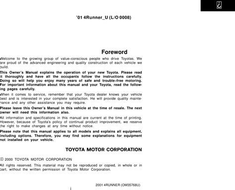 2001 4runner owners manual pdf Doc