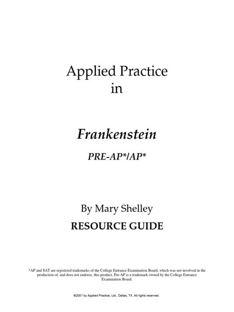 2001 Applied Practice Frankenstein Answers Epub