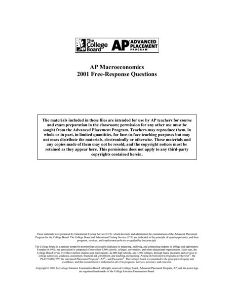 2001 ap macroeconomics free response questions answers PDF