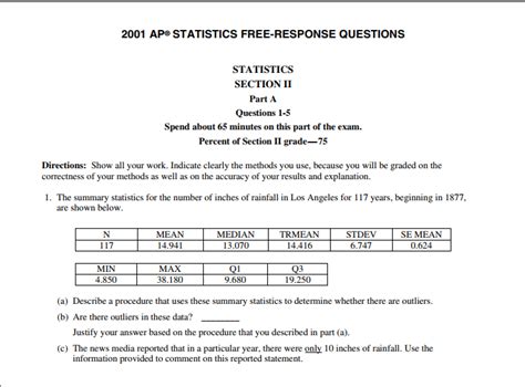 2001 ap statistics free response questions answers Kindle Editon