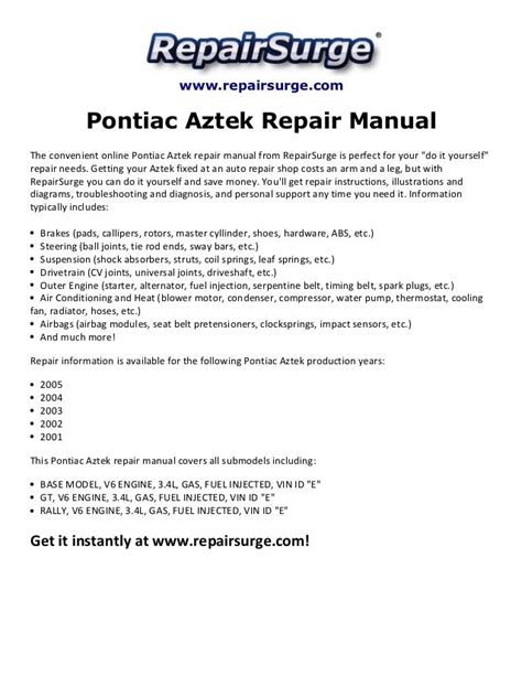 2001 aztek repair manual Reader