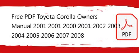 2001 corolla owners manual Kindle Editon