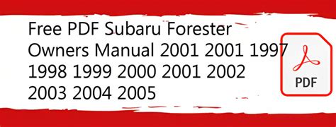 2001 forester owners manual Reader