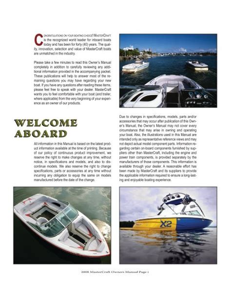 2001 mastercraft owners manual PDF