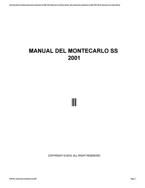 2001 montecarlo ss manual pdf Kindle Editon