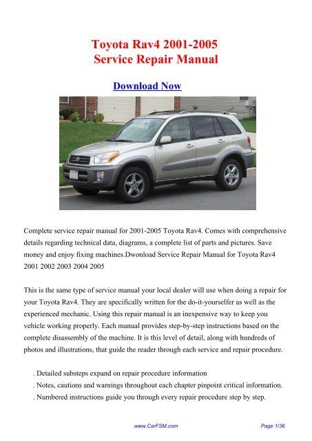 2001 toyota rav4 4wd service manual Epub