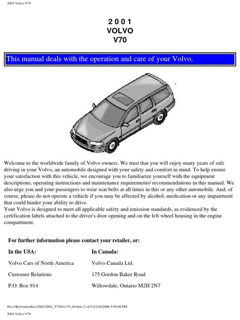 2001 volvo v70 manual Epub