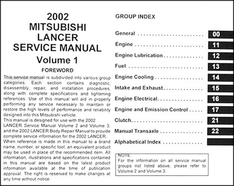 2002 MITSUBISHI LANCER REPAIR MANUAL FREE DOWNLOAD Ebook Epub