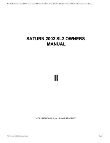 2002 Saturn Sl2 Owners Manual Ebook Reader