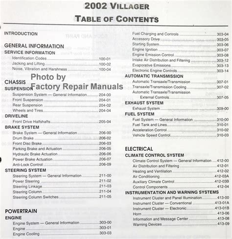 2002 mercury villager owners manual PDF