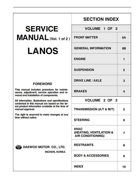 2003 daewoo lanos owners manual Doc