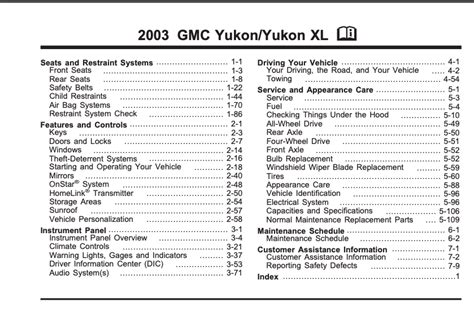 2003 gmc yukon xl owners manual Kindle Editon