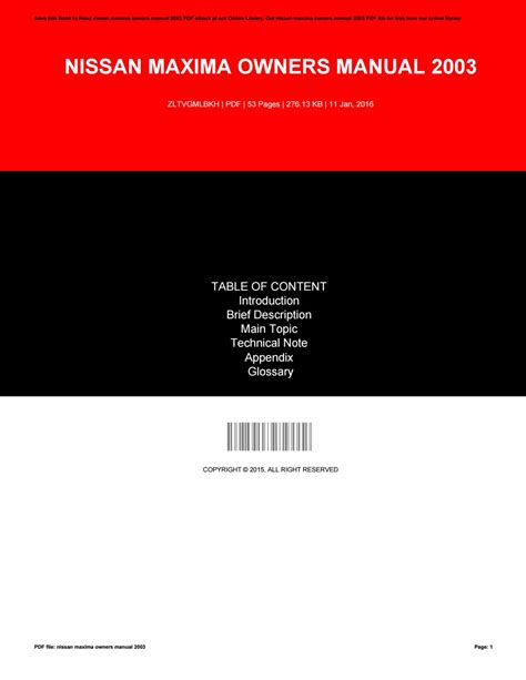 2003 nissan maxima repair manual PDF
