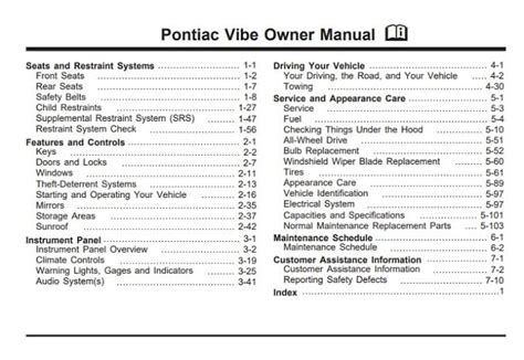 2003 pontiac vibe owner manual Epub