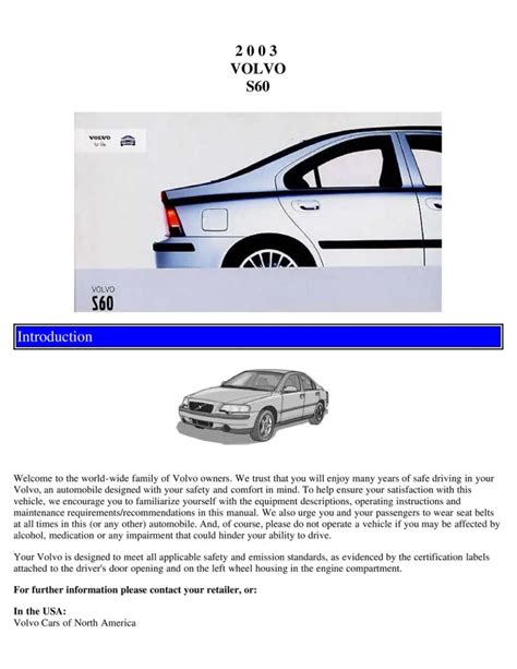 2003 s60 volvo owners manual Kindle Editon