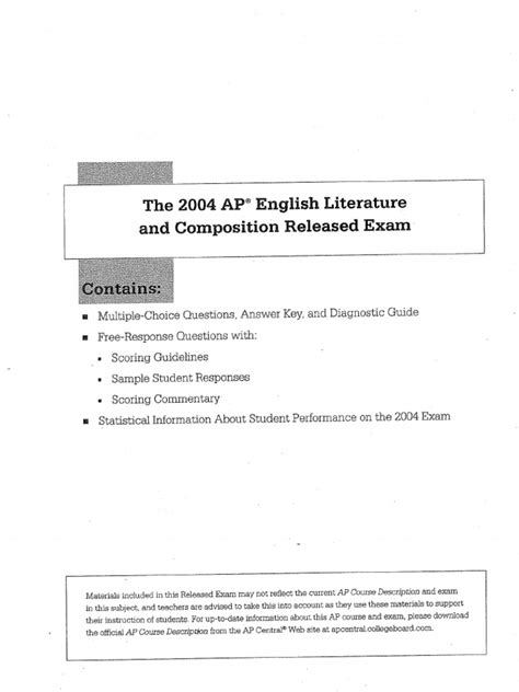 2004 ap literature exam answers Reader