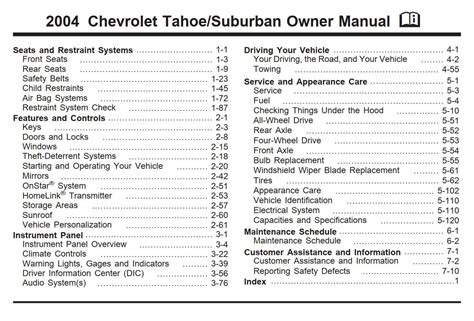 2004 chevrolet tahoe owners manual PDF