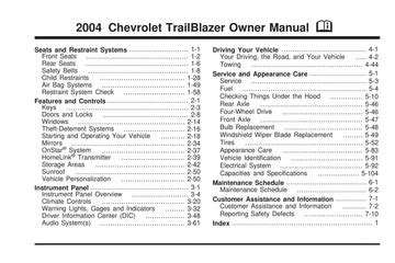 2004 chevy trailblazer owner manual for PDF