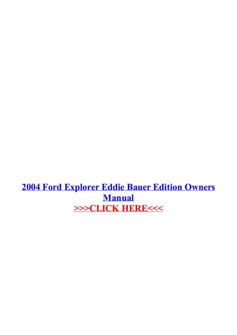 2004 ford explorer eddie bauer owners manual Reader