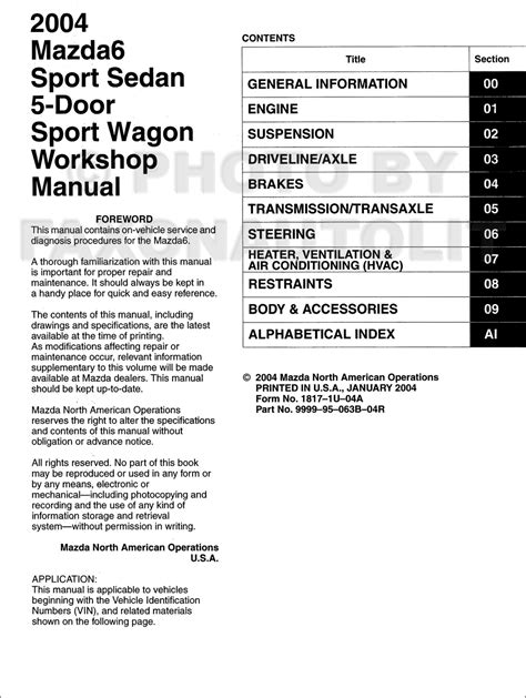 2004 mazda 6 service manual ods Kindle Editon