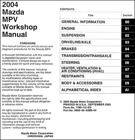 2004 mazda mpv manual Epub