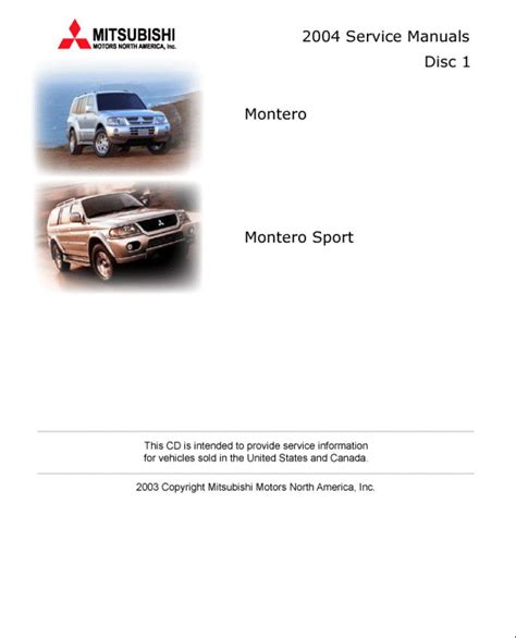 2004 mitsubishi monteromontero sport service Kindle Editon