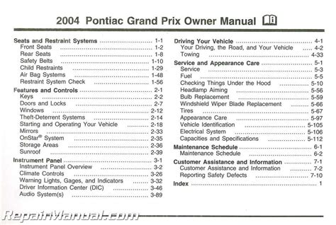 2004 pontiac repair manual PDF