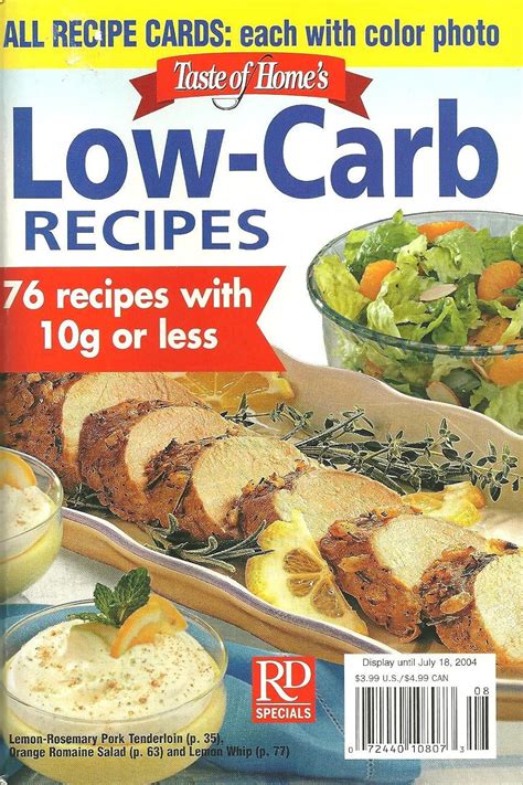 2004 taste of home low carb recipe cards 76 recipes with 10g or less Reader