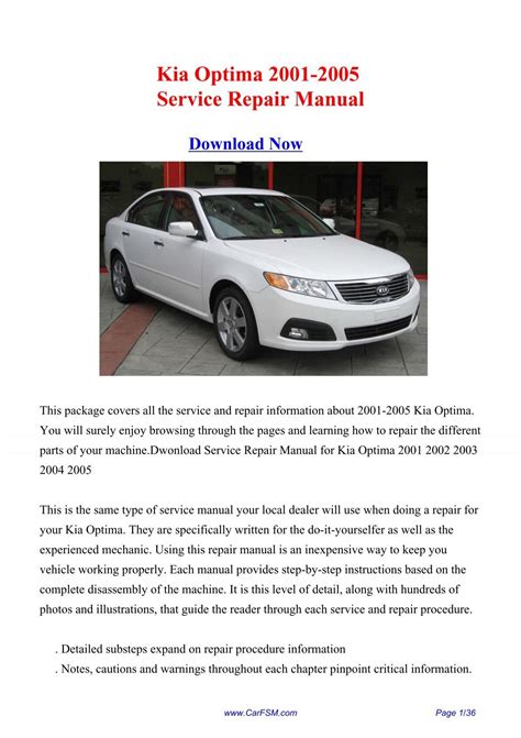 2005 Kia Optima Repair Manual Download  Ebook Kindle Editon