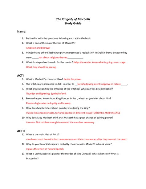 2005 Secondary Solutions Macbeth Answer Key PDF