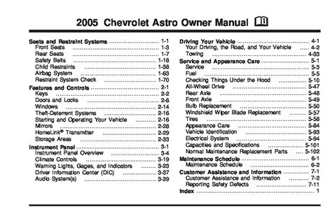 2005 chevy astro owners manual pdf Doc
