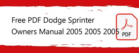 2005 dodge sprinter owners manual Reader